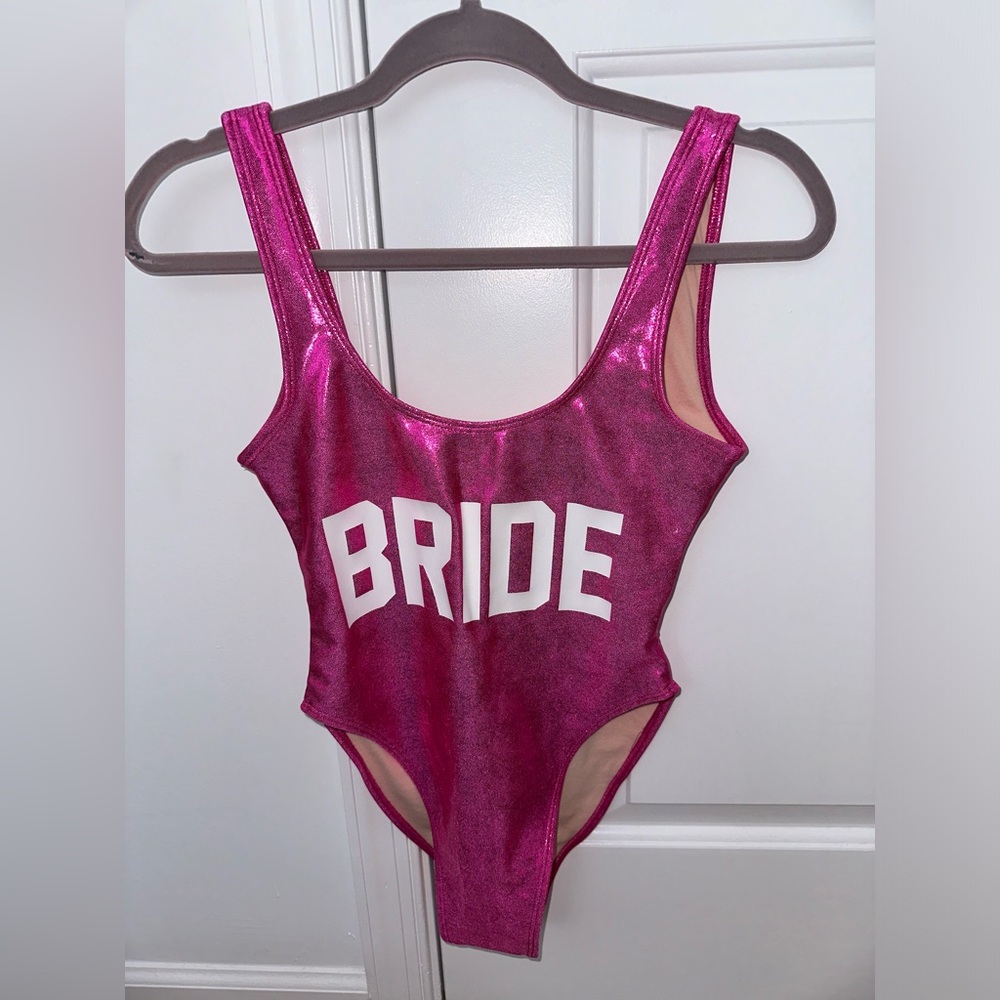 PRIVATE PARTY One Piece Bride Swimsuit Metallic Pink Never worn NWOT